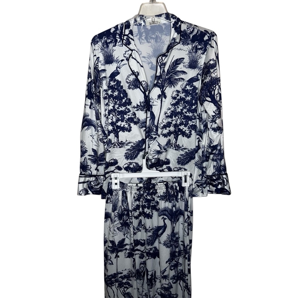 Bambula Costa Rico Pajama Set African Jungle Blue Size Medium